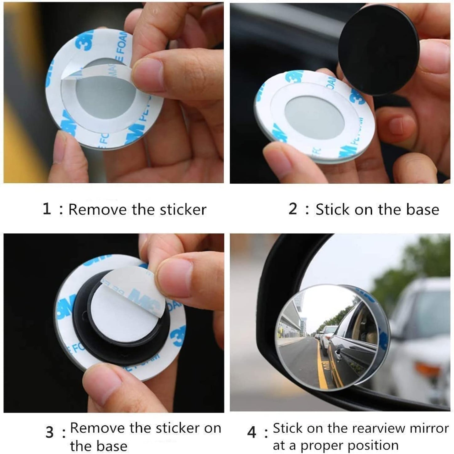 SKY-TOUCH 2 Pack Car Blind Spot Mirror Small Round Convex Adjustable 360¡ã Rotation Wide Angle Rear View Mirror for All Vehicles Universal Car Tuning Sticker Design