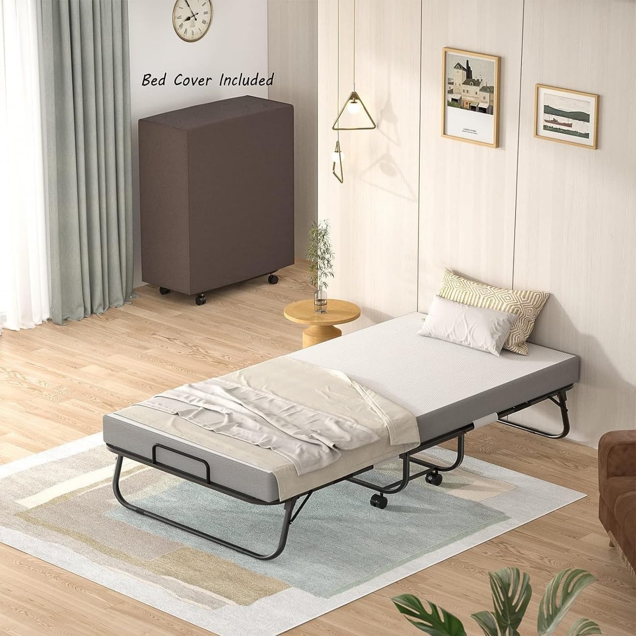 SKY-TOUCH Folding Bed with Memory Foam Mattress, Portable Foldable Beds Strong Sturdy Frame, Rollaway Beds for Home and Office 190 * 80cm