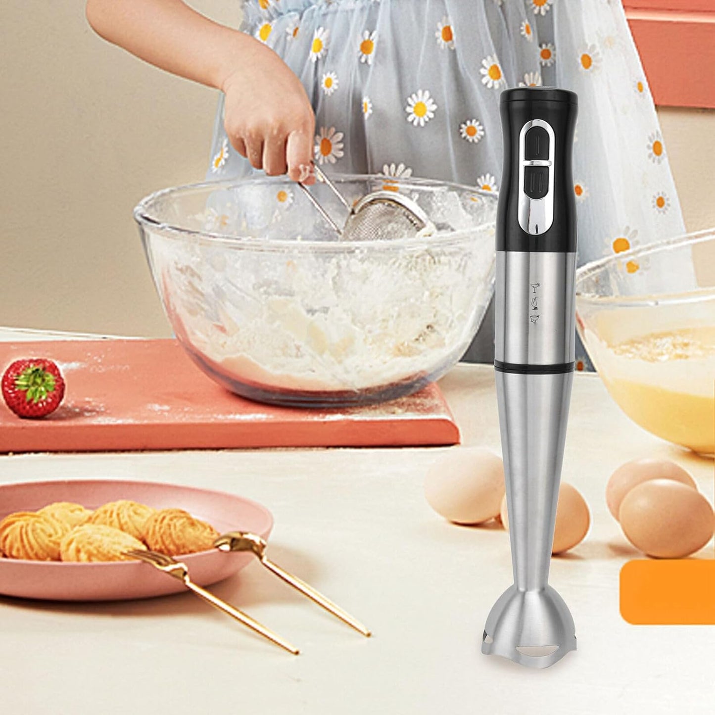 SKY-TOUCH Hand Blender,Immersion Blender Handheld, Stick Blender Electric with 3 Stainless Steel Blade Steel Blades, Chopper, Whisk, Bowl, Beaker for Making Juice,Baby Food, Soups, Sauce 700W Black