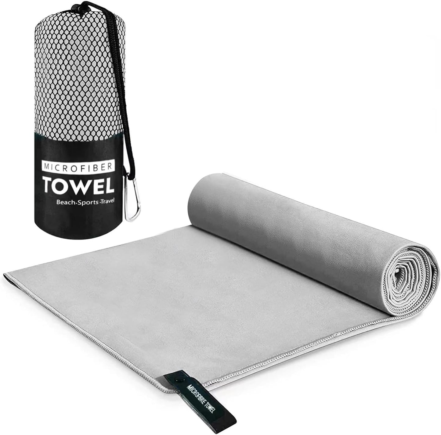 SKY-TOUCH 152×76cm Quick Dry Towel : Super Absorbent Yoga Gym Towel with Bag Compact Microfiber Camping Towel for Beach Gym Yoga Pool Travel Backpacking Camping Sports Swim (Grey)