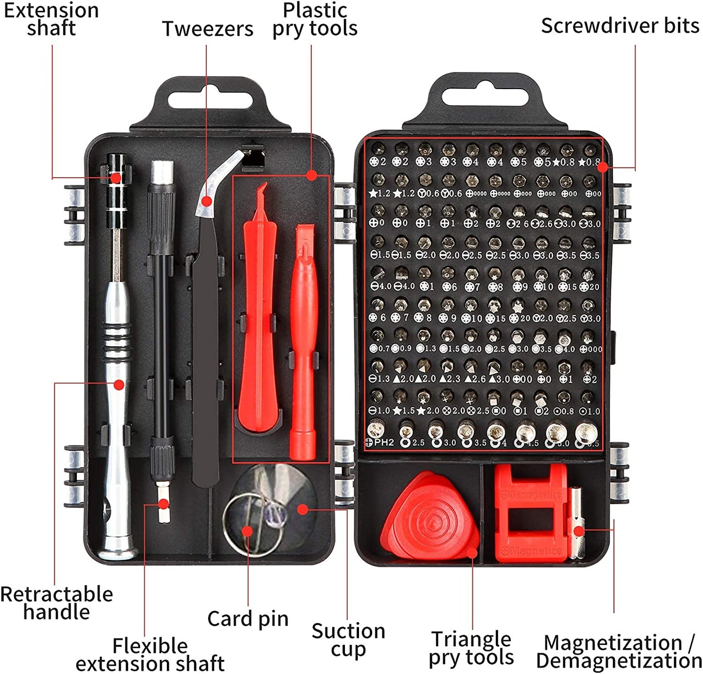 SKY-TOUCH Precision Screwdriver Set, 110 In 1, For Mobile Phone, Smartphone, Game Console, Tablet, Pc And Other Electronic Equipment, Black