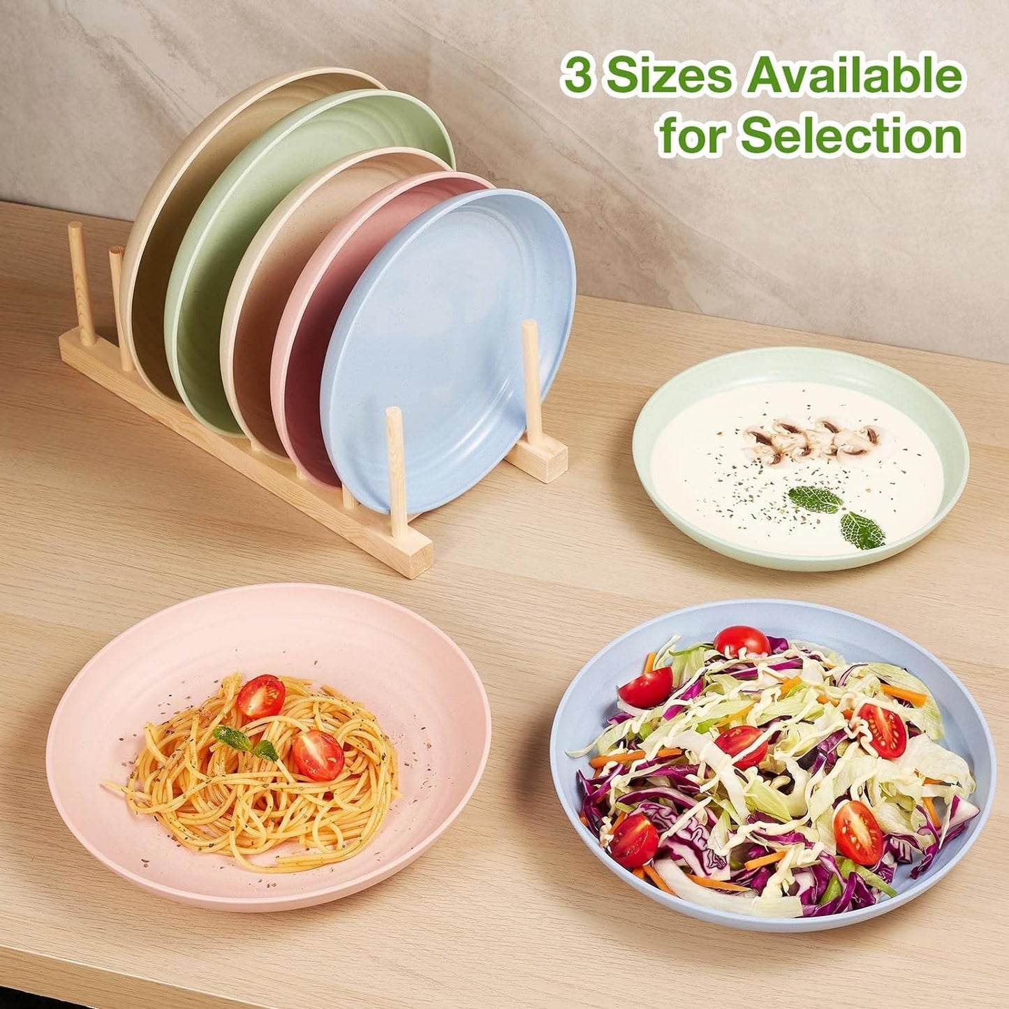 SKY-TOUCH Unbreakable Dinner Plates Set of 4, Reusable Wheat Straw Plates 10 Inches, Lightweight Unbreakable Dinner Dishes Plates, Dishwasher & Microwave Safe