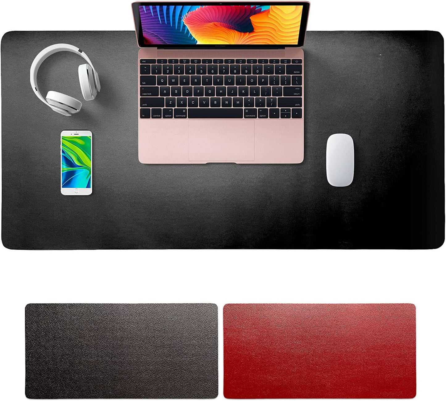 SKY-TOUCH Mouse Pad Large Leather Computer Desk Pad Office Desk Mat Extended Gaming Mouse Pad, Non-Slip Waterproof Dual-Side Use Desk Mat Protector 80cm X 40cm