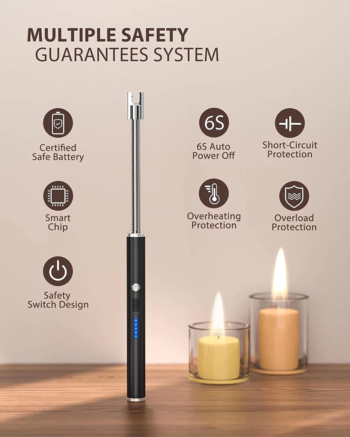 SKY-TOUCH Arc Lighter, Flameless Electronic Lighter with LED Battery Indicator, Rechargeable USB Lighter Wind & Weatherproof Lighter for Kitchen, Barbecue, Candles, Fireworks, Gas Stove