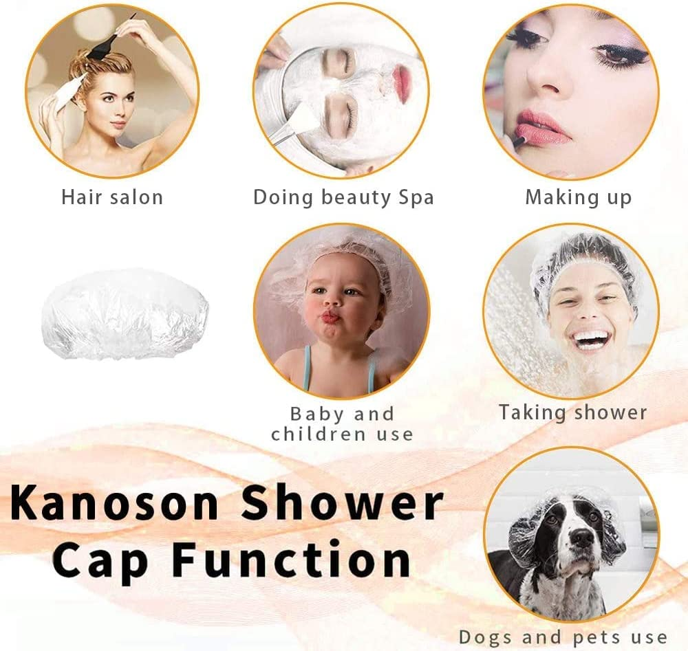 100pcs Shower Cap Disposable, Bath Caps Thick Waterproof High Density Elastic Big Hair Caps for Women, Men, Travel Spa, Hotel, Hair Solon, Home Use - Clear