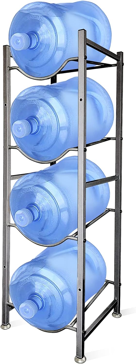 SKY-TOUCH Water Bottle Storage Stand, 4 Tier Holder for 5 Gallons, Heavy Duty Shelf for Kitchen, Home and Office - Easy To Assemble