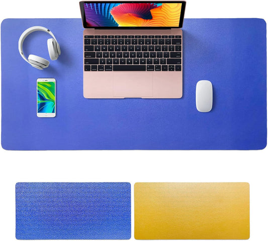 SKY-TOUCH Mouse Pad Large 80x40cm, Leather Computer Pad Office Desk Mat Extended Gaming Mouse Pad, Non-Slip Waterproof Dual-Side USe Desk Mat Protector (Blue/Yellow)