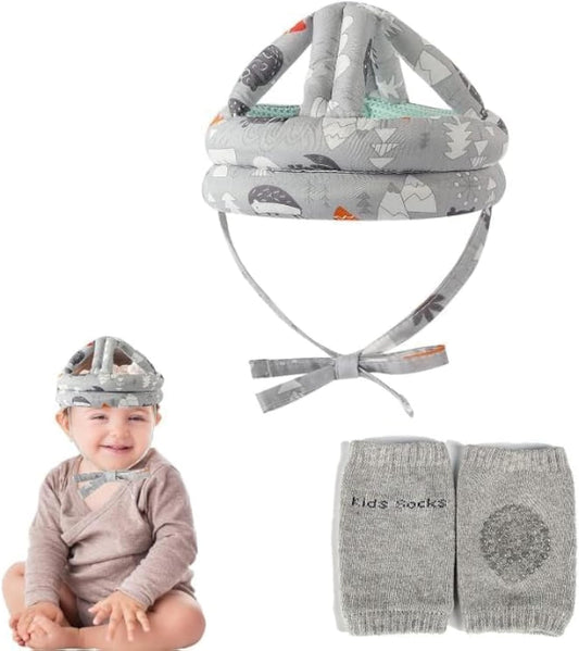 [Upgrade] Baby Safety Helmet Infant Toddler Breathable & Adjustable Head Cushion Bumper Bonnet for Running Walking Crawling (Gray)