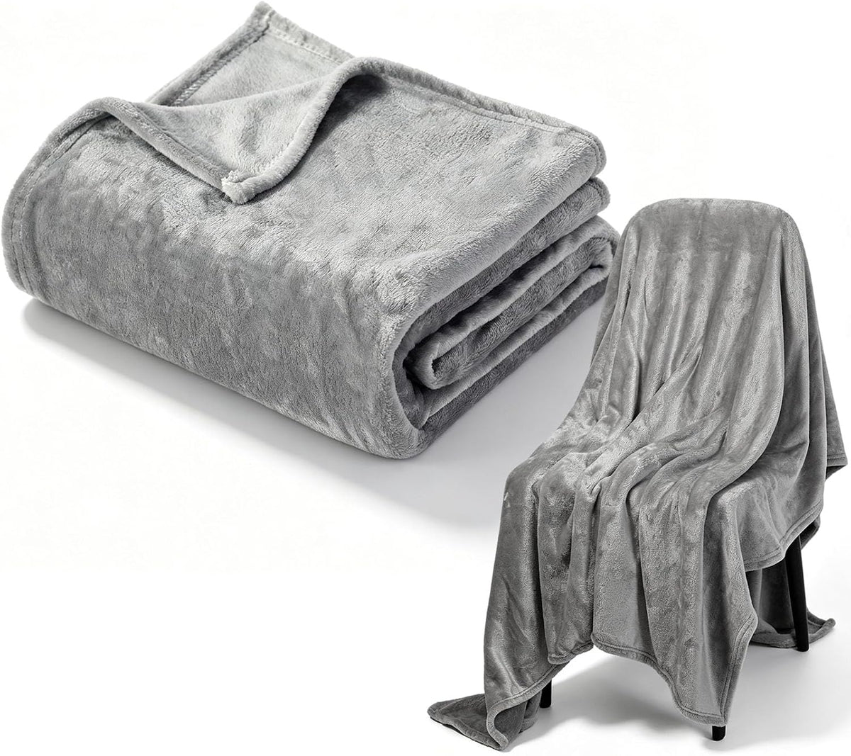 SKY-TOUCH Queen Fleece Blanket : 270GSM Super Soft Lightweight Bed Blanket Plush Fuzzy Cozy Luxury Microfiber Throw Blanket for Home Office Dorm Bed Sofa Chair Couch Travel Camping (Grey 230 * 200cm)