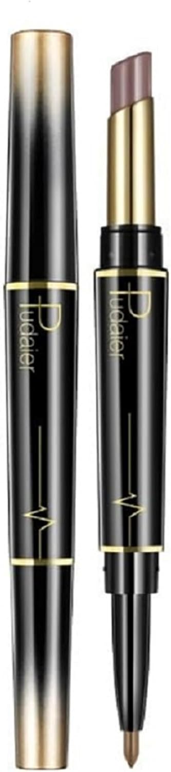 SKY-TOUCH Double Head Matte Lipstick + Lip Liner Pen Set 2 in 1 One Step Lips Makeup Waterproof Long Lasting Nude Velvet Pen, One Size 01#