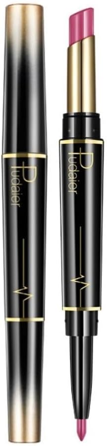 SKY-TOUCH Double Head Matte Lipstick + Lip Liner Pen Set 2 in 1 One Step Lips Makeup Waterproof Long Lasting Nude Velvet Pen, One Size 14#