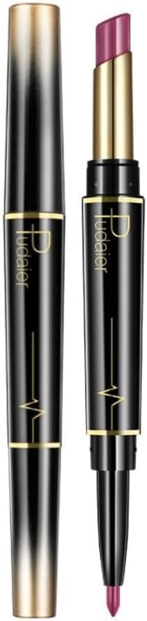 SKY-TOUCH Double Head Matte Lipstick + Lip Liner Pen Set 2 in 1 One Step Lips Makeup Waterproof Long Lasting Nude Velvet Pen, One Size 12#