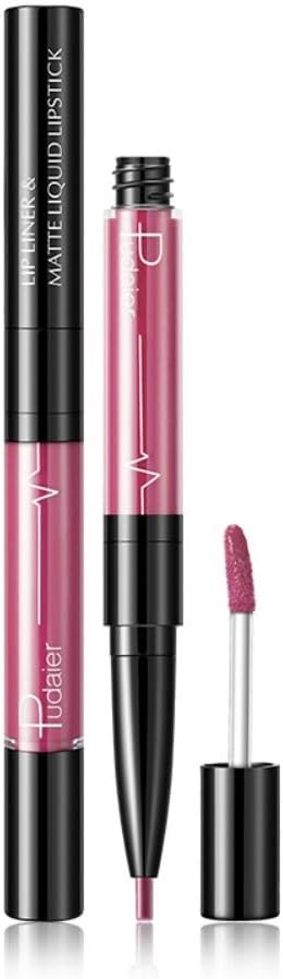 SKY-TOUCH Double-Headed Lip Liner Long Lasting Waterproof Lip Gloss Liquid Matte LipGlaze Non-Stick Cup(#08)
