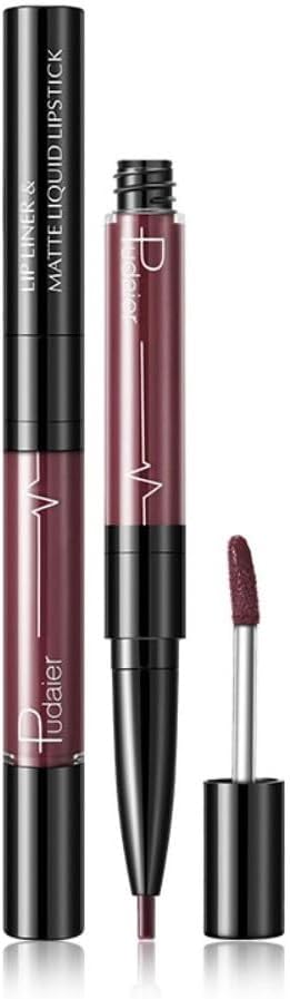 SKY-TOUCH Double-Headed Lip Liner Long Lasting Waterproof Lip Gloss Liquid Matte LipGlaze Non-Stick Cup(#09)