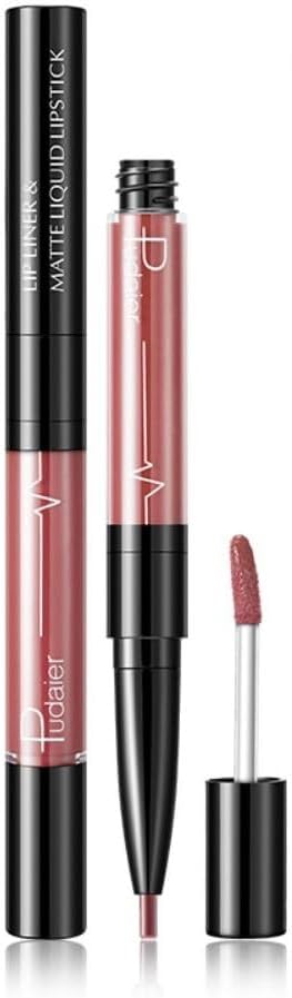 SKY-TOUCH Double-Headed Lip Liner Long Lasting Waterproof Lip Gloss Liquid Matte LipGlaze Non-Stick Cup(#03)
