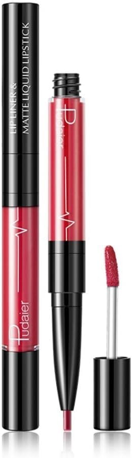 SKY-TOUCH Double-Headed Lip Liner Long Lasting Waterproof Lip Gloss Liquid Matte LipGlaze Non-Stick Cup(#02)