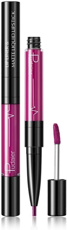 SKY-TOUCH Double-Headed Lip Liner Long Lasting Waterproof Lip Gloss Liquid Matte LipGlaze Non-Stick Cup(#12)