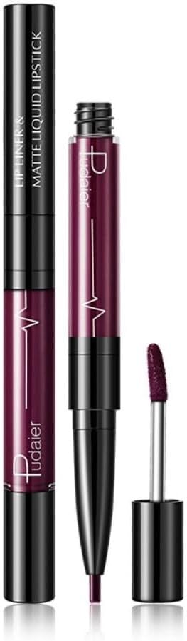 SKY-TOUCH Double-Headed Lip Liner Long Lasting Waterproof Lip Gloss Liquid Matte LipGlaze Non-Stick Cup(#15)