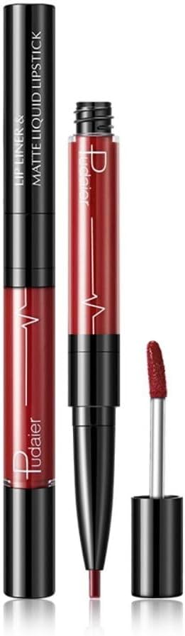 SKY-TOUCH Double-Headed Lip Liner Long Lasting Waterproof Lip Gloss Liquid Matte LipGlaze Non-Stick Cup(#06)