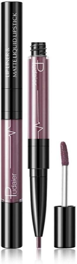 SKY-TOUCH Double-Headed Lip Liner Long Lasting Waterproof Lip Gloss Liquid Matte LipGlaze Non-Stick Cup(#01)