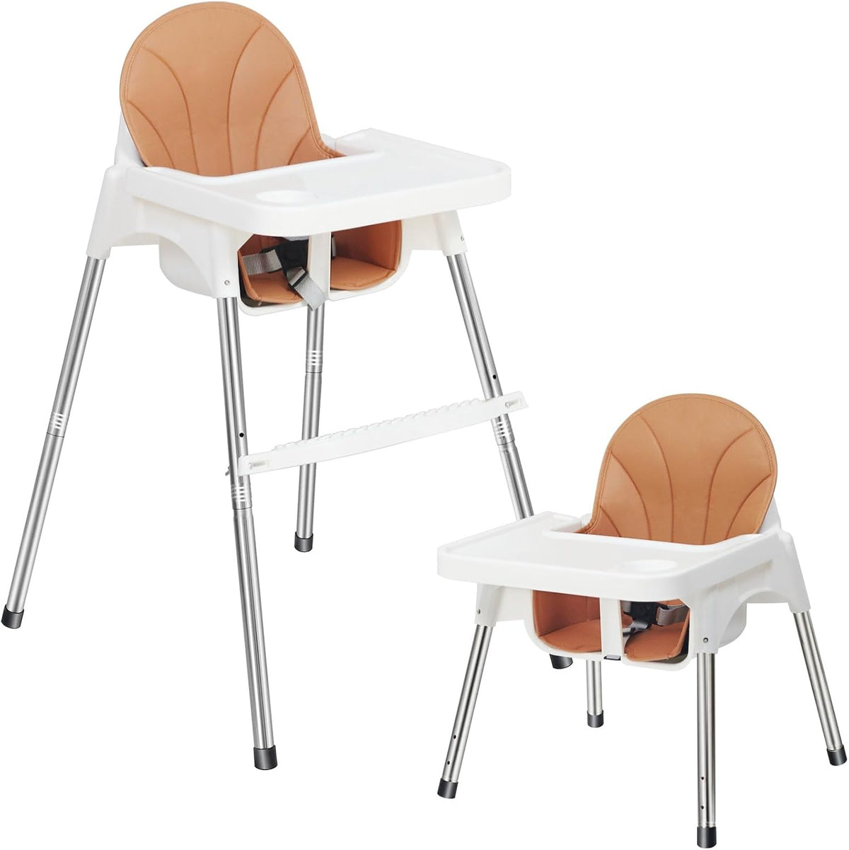 SKY-TOUCH 2 in 1 Baby High Chair with Removable Tray, Baby Dining Chair Adjustable Height, Baby Feeding Chair 3 Point Safety Belt, Baby Highchairs for Ages 6 Months to 3 Years