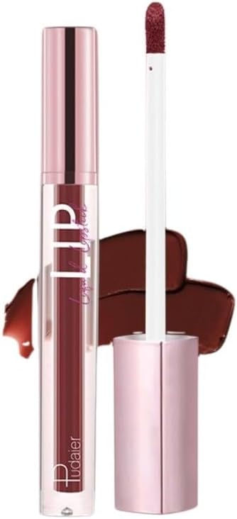 SKY-TOUCH Glitter Matte Lip Glaze – Creamy Velvet Liquid Lipstick with Shimmer Soft Mist Finish – Waterproof, Non-Stick Cup, Transfer-Resistant & Long-Lasting Lip Gloss, Choose from 12 Color (01)