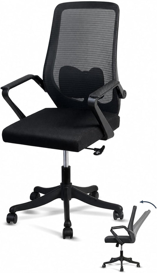 SKY-TOUCH Ergonomic Office Chair | Desk Chair | Computer Chair | Lumbar Support | Height Adjustable | Large Space Padded Seat Cushion｜with Tilt Back｜Mesh Breathable Backrest｜60 * 57 * 112cm,Black