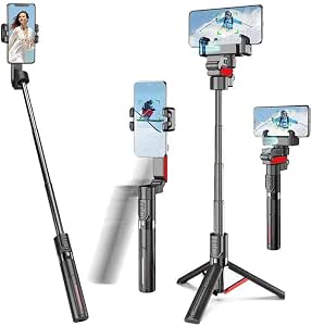 SKY-TOUCH Extendable Selfie Stick, Tripod Stand for Phone with Wireless Remote, Portable Rotate Phone Holder, for Photography Video Recording Travel, iPhone/Android