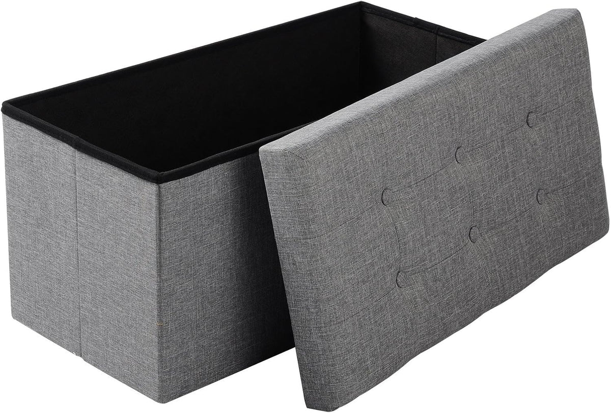 SKY-TOUCH Ottoman Seat Storage Stool, Folding Storage Ottoman Cube, Space-Saving Cube Footrest Seat for Bedroom, Hallway, Living Room,Light Grey,76 * 38 * 38cm(Capacity 150KG) 1 pack
