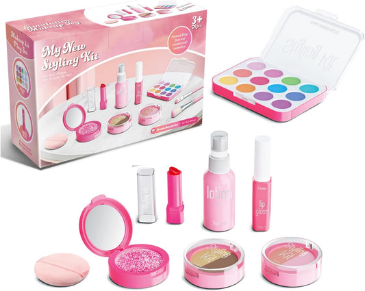 SKY-TOUCH Kids Makeup Kit for Girls 10pcs, Safe & Non-Toxic Pretend Beauty Toy for Girls 3-12 Year Old