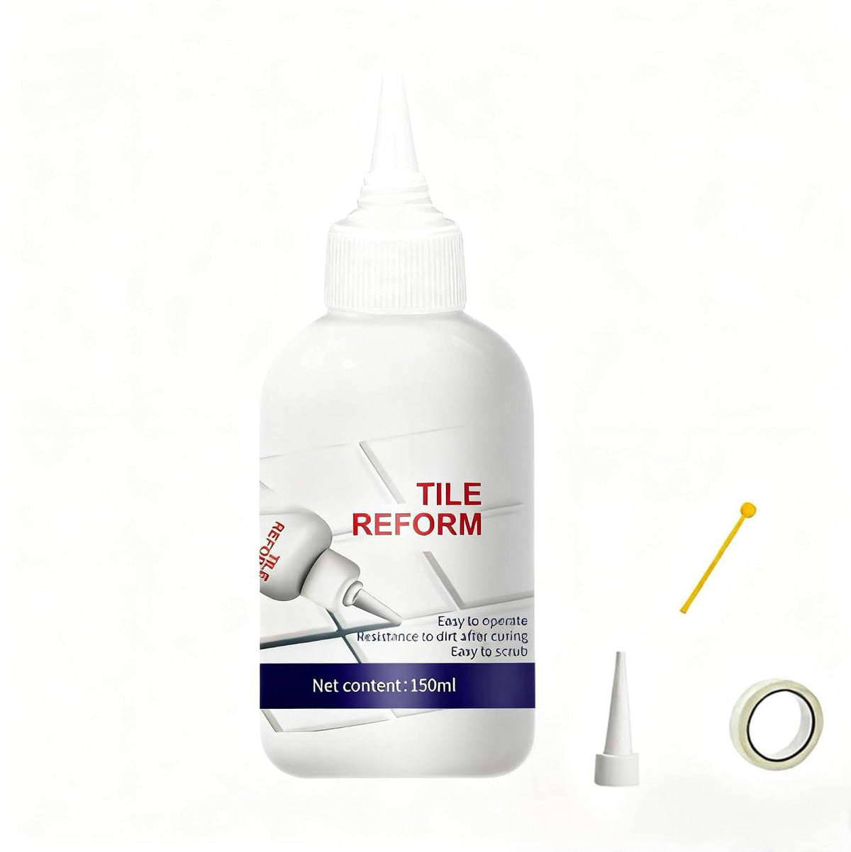 SKY-TOUCH Tile Grout Sealant,150ml White Tile Gap Repair Filler for Bathroom&Kitchen, Waterproof Anti-Mold Tile Gap Filler, Wall & Floor Crack Repair Adhesive for Home Use-with Seam Ball & Scraper