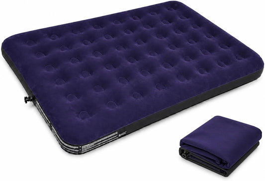 SKY-TOUCH Lightweight Inflatable Air Mattress,203x152x22cm Portable Camping Air Bed Comfort Dual-Surface Airbed, Portable Air Bed for Camping, Home & Travel, Flocked Airbed, Blue