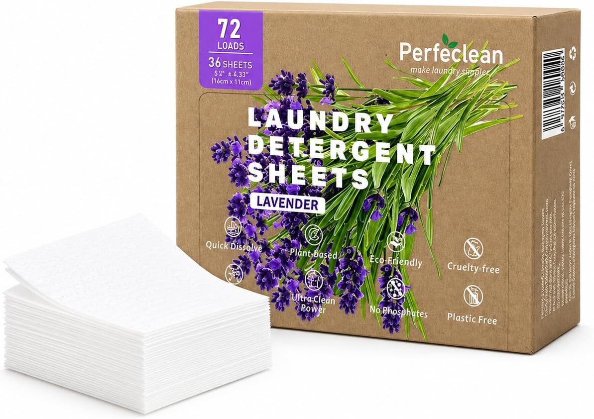 SKY-TOUCH 36pcs High-Strength Laundry Detergent Sheets, Lavender Scent Suitable for Dormitories, Universities, Homes, Hotels Travel