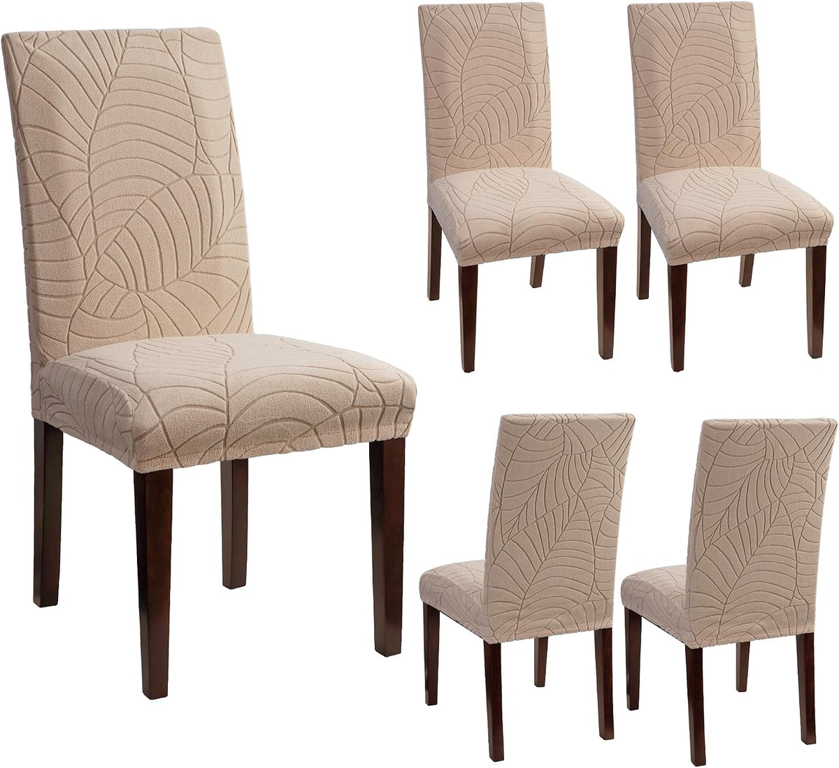 SKY-TOUCH 4 PCS Dining Chair Slipcovers, Stretch Dining Room Chair Covers, Removable Washable Chair Protectors, Dustproof Chair Covers for Home, Kitchen, Restaurant, Hotel (Sand)