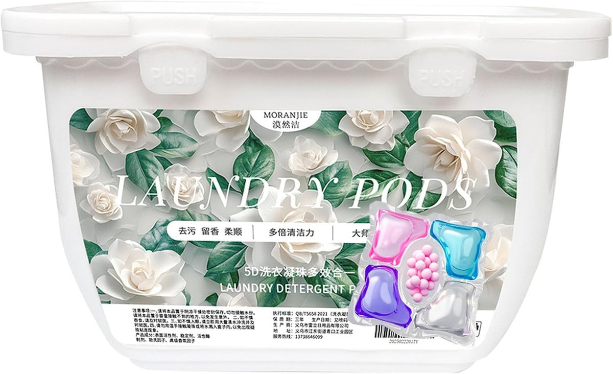 SKY-TOUOCH 5-in-1 Laundry Detergent Pods, 30 Count Sakura Scent Laundry Capsules, Deep Cleaning, Color Care, Softening, Long-Lasting Freshness, Low Foam Easy Rinse, Fast Dissolving