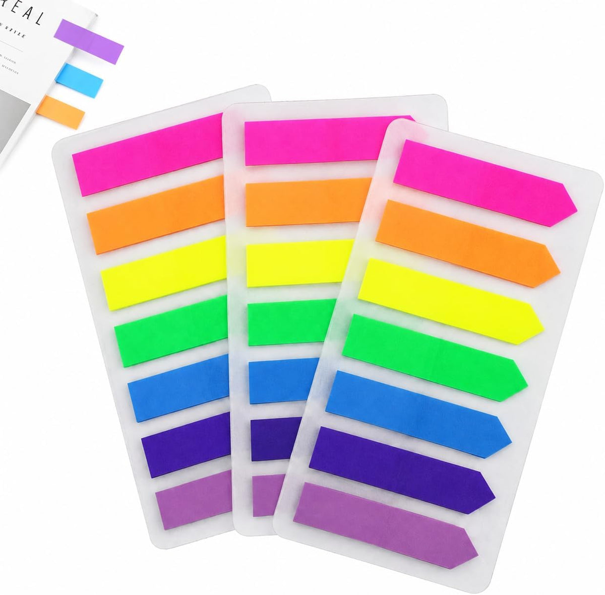 SKY-TOUCH 3 Packs 420 Pcs Index Tabs, Writable Transparent Sticky Page Markers, Removable Colorful Book Flags for Study Notes, Files, Planners, Home, School and Office