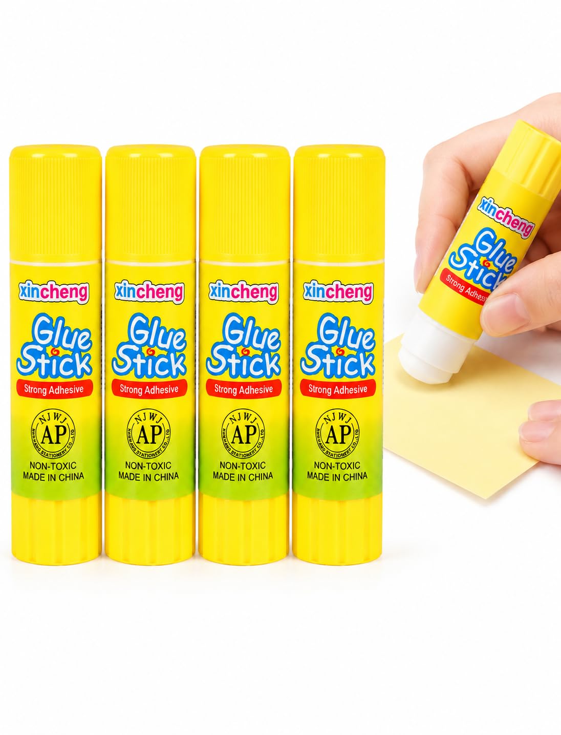 SKY-TOUCH 4-Pack White Solid Glue Sticks – Strong-Bonding, 23g – Versatile for Classroom Crafts, Various Art Projects, Scrapbooking, and DIY Activities