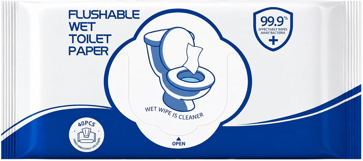 SKY-TOUCH Flushable Toilet Wipes (40 Count) – Highly Effective Antibacterial & Biodegradable