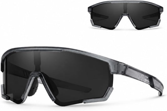 SKY-TOUCH Unisex Polarized Sports Sunglasses – TR90 Polarized lens Ultralight Protective Eyewear for Running, Cycling, Baseball, and Fishing Eco-friendly packaging (Matte Transparent Grey)