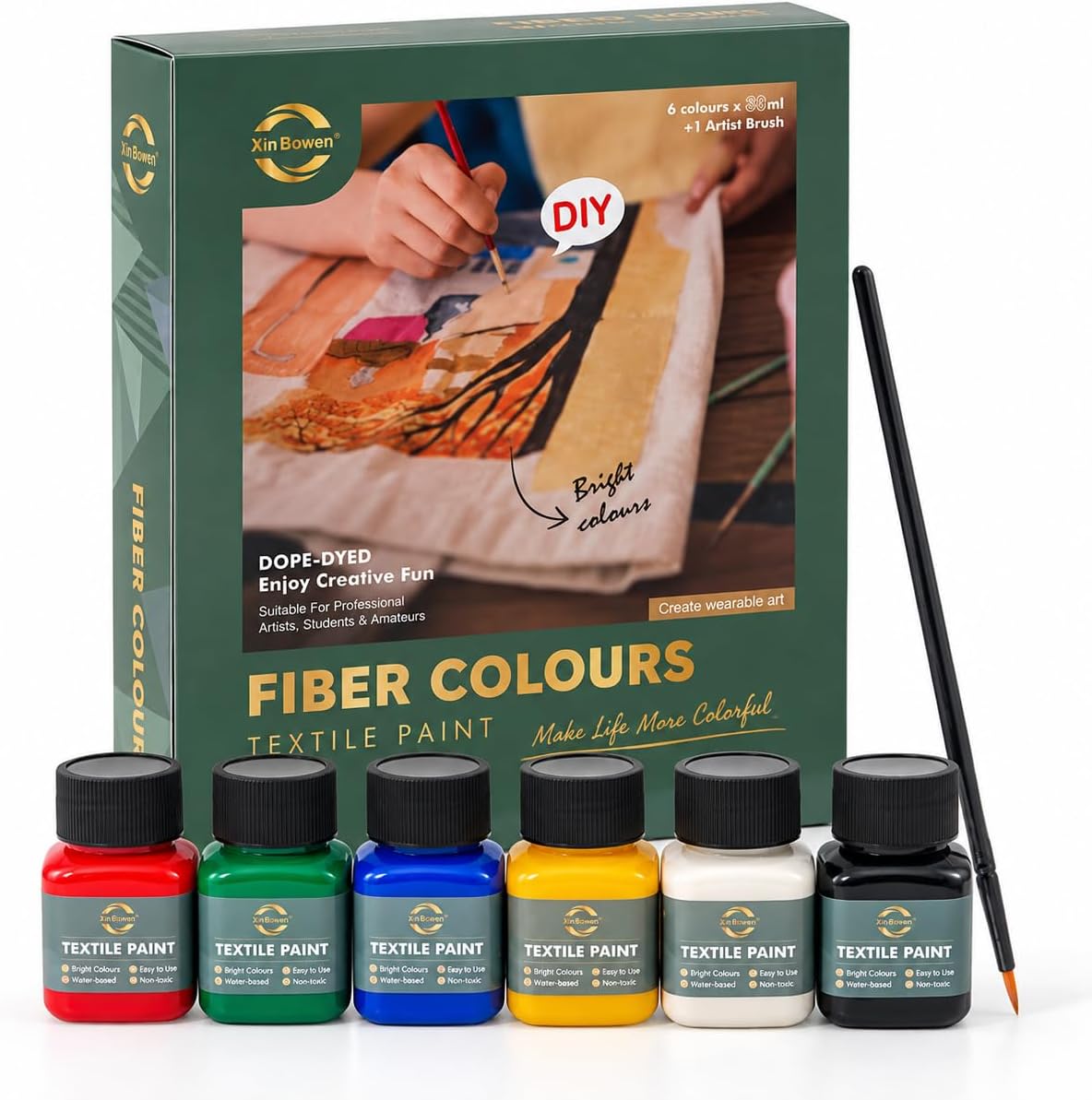 SKY-TOUCH Fabric Colors Set 6 x 30ml with Brush