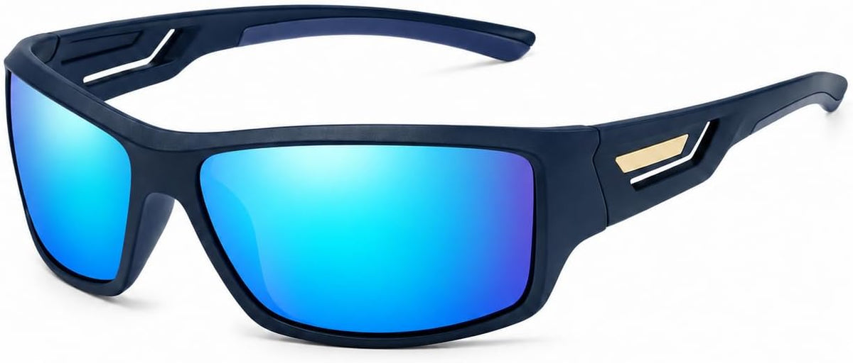 SKY-TOUCH TR90 Polarized Sports Sunglasses for Men and Women, Lightweight Wraparound Outdoor Sunglasses with TAC Polarized Lenses for Cycling, Driving, Fishing, Running and Hiking, Blue