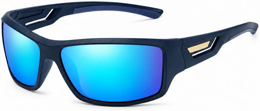 SKY-TOUCH TR90 Polarized Sports Sunglasses for Men and Women, Lightweight Wraparound Outdoor Sunglasses with TAC Polarized Lenses for Cycling, Driving, Fishing, Running and Hiking, Blue