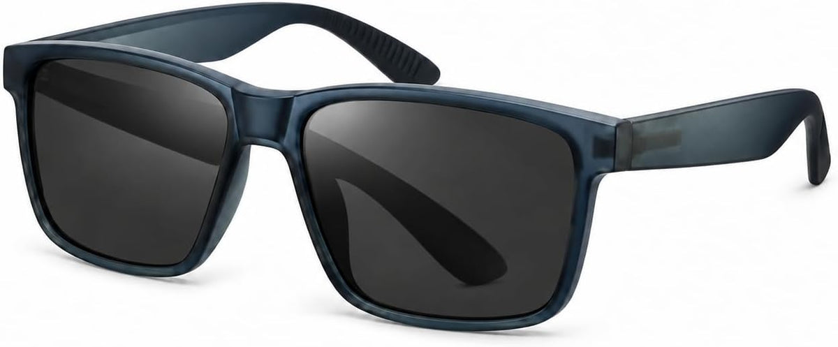 SKY-TOUCH Polarized Sunglasses for Men and Women, Square PC Frame Outdoor Sun Glasses, Lightweight Driving Eyewear for Travel, Walking and Daily Wear, 58-15-145mm, Blue