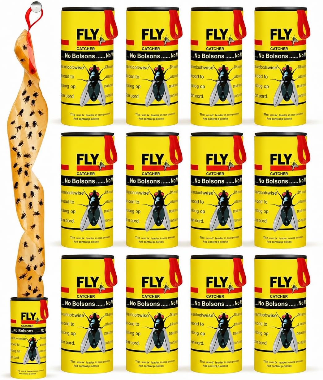SKY-TOUCH 12 Pcs Sticky Fly Trap Indoor,Fly Traps Outdoor Hanging, Fruit Fly Trap Strips Tape Killer, Flying Insect Trap for Gnat, Insect,Mosquito,Suitable for home, kitchen, terrace.