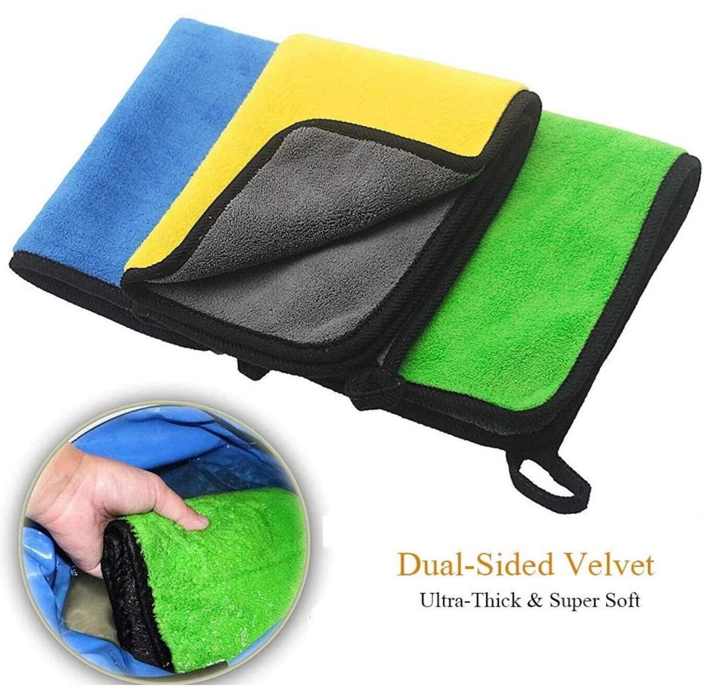SKY-TOUCH 3pcs Microfiber Drying Towel for Car Cleaning and Detailing
