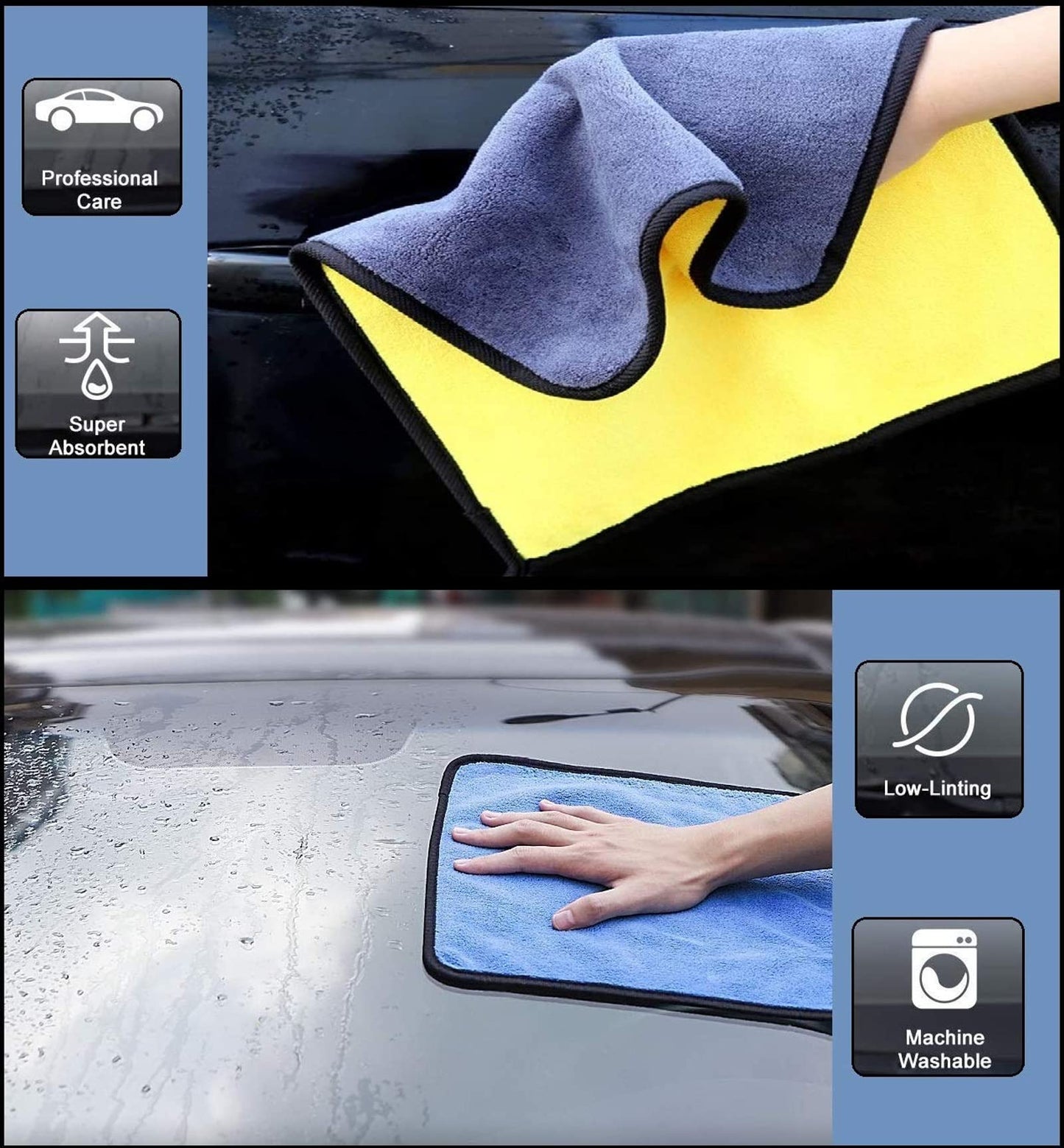 SKY-TOUCH 3pcs Microfiber Drying Towel for Car Cleaning and Detailing