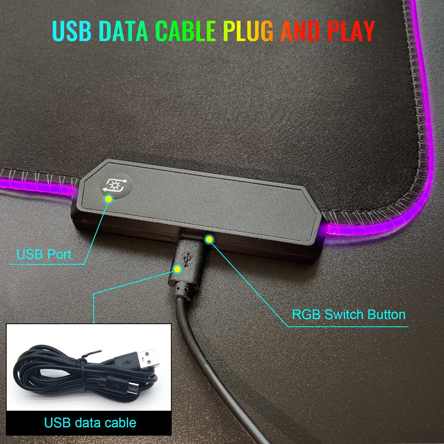 SKY-TOUCH Gaming Mouse Pad, RGB Mouse Pad Extra Large Soft Led Extended Mouse Pad (10 Lighting Modes), Anti-Slip Rubber Base Computer Keyboard Mat,800x300mm
