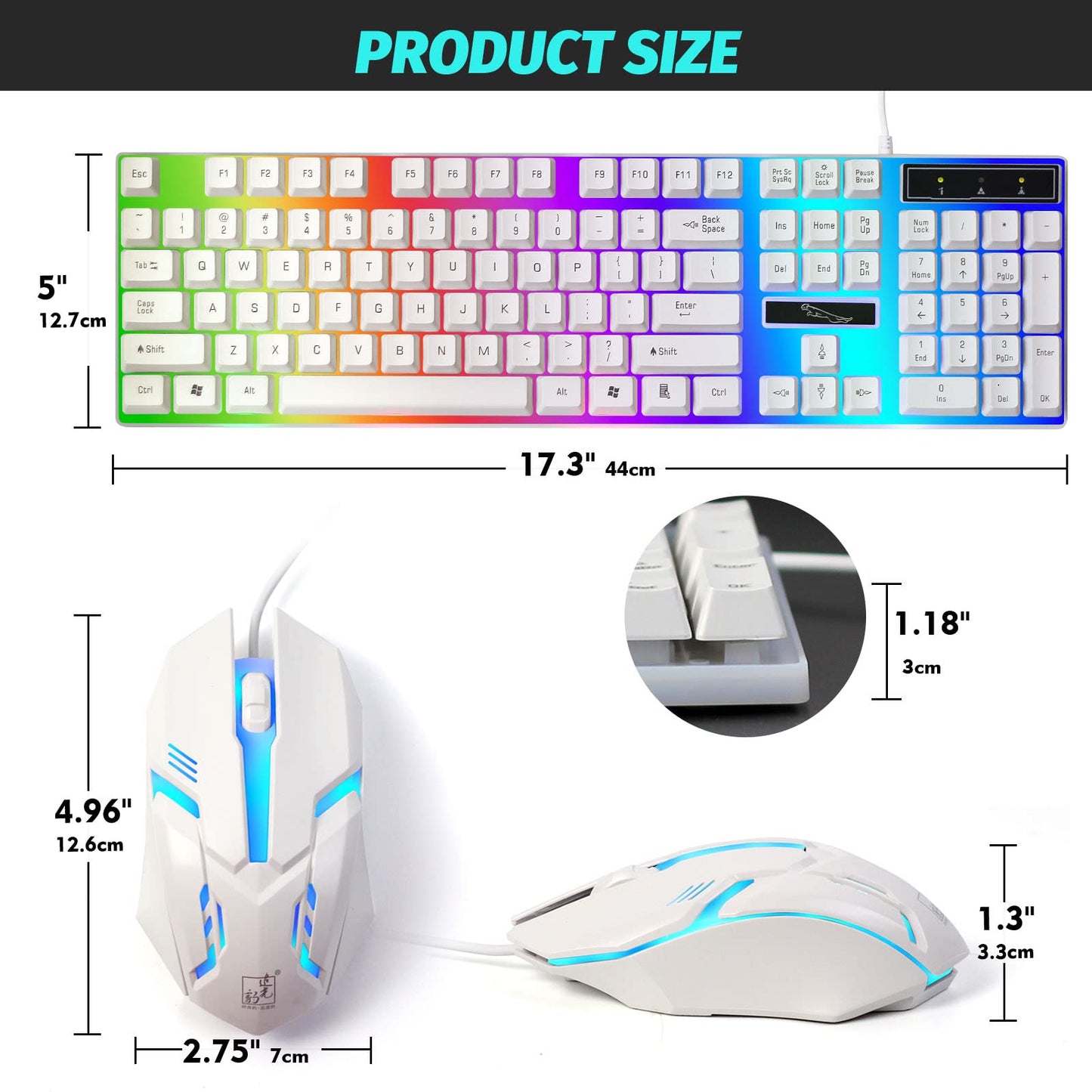 SKY-TOUCH Computer Gaming Keyboard and Mouse Combo, White