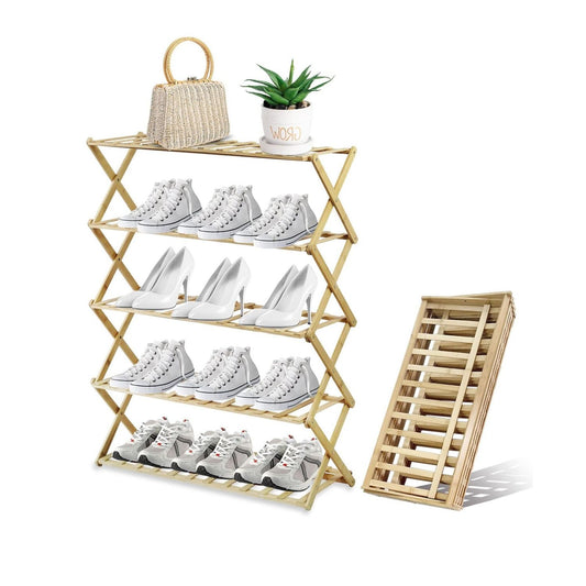 SKY-TOUCH Bamboo Shoe Rack Storage Home Folding Shoe Rack Affordable Shoe Rack Multi-Layer Storage Simple and Convenient (Size : 70cm)