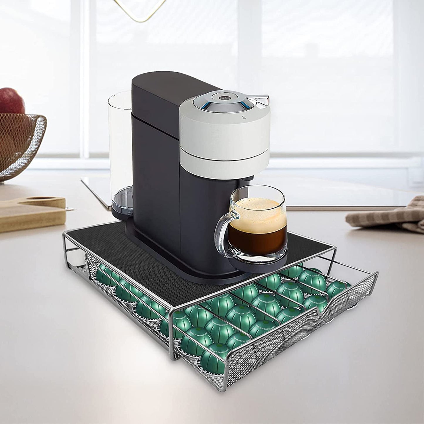 SKY-TOUCH Coffee Pod Drawer, 36 Pcs Coffee Capsule Holder Space-Saving Coffee Pods Kitchen Organizer